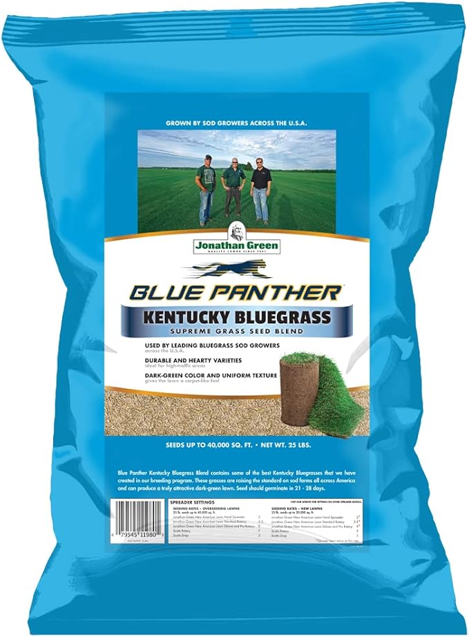Jonathan Green (11980) Blue Panther Kentucky Bluegrass Grass Seed - Cool Season Lawn Seed (25 lb)
