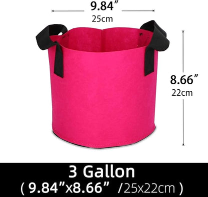 Grow Bags,Growing Pot Bags Garden Grow Bag Indoor Outdoor Fabric Aeration Plant Pot Container Flower Vegetable Pouch (Rose Red,3 Gallon)