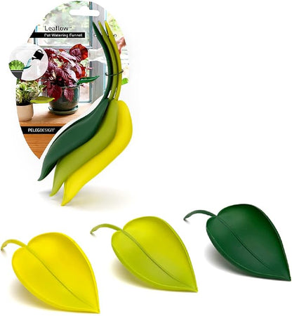 Peleg Design Leaflow Plant Pot Watering Funnel (Set of 3), Plant Watering Funnel for Indoor and Outdoor Plants, Watering Leaves for Plants