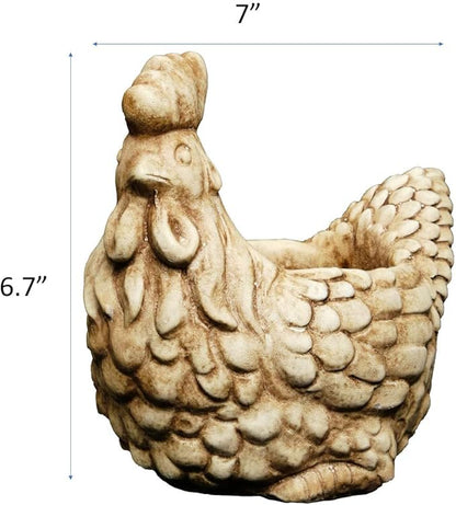 Classic Home and Garden Cement Buddies Animal Planter - Cute Desk Decoration - UV Coated Animal Vase w/Removable Drain Plug - Succulent Planter for Indoor/Outdoor Use (Rooster Planter, Tan, Large)