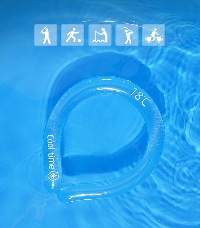 Set of 3 - Neck Cooling Tube for Heat Relief | Reusable Cooling Neck Ring | Wearable ice Pack for hot Weather | Ice wrap for Sports and Hiking | Personal Cooler for Temperature Regulation (Blue)