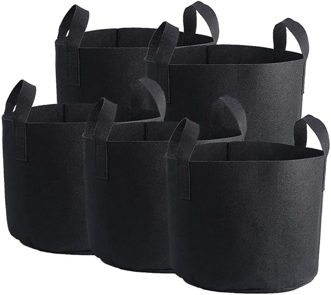 Black Felt Plants Growing Bag, Plant Grow Bags Garden Bag to Grow Vegetables, Vegetable Potato Planter Containers Flower Aeration Planting Pot Container for Planting Potatoes (7 Gallon (30 x 35cm))