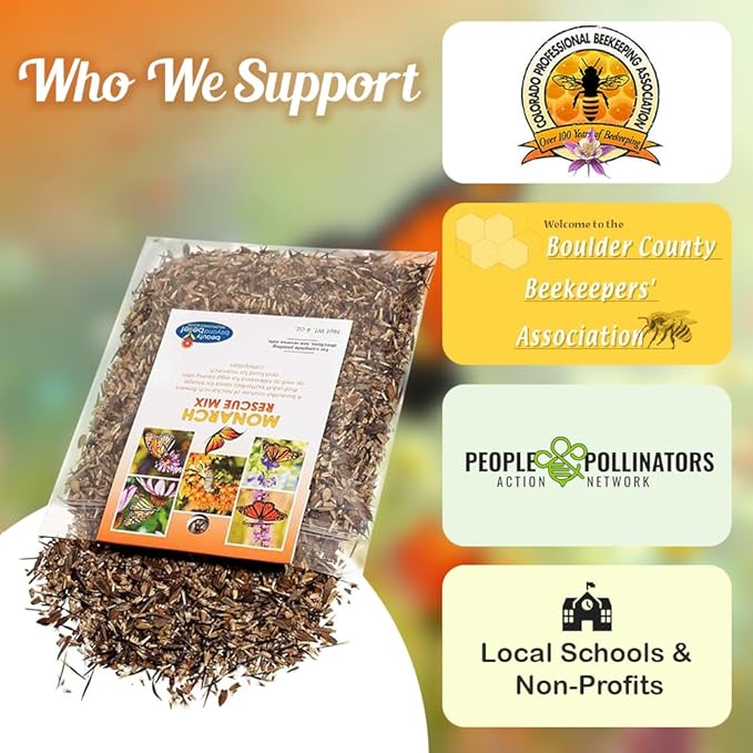 Monarch Butterfly Rescue Wildflower Seeds 4oz. Bulk Open-Pollinated Wildflower Seed Packet, No Fillers, Annual, Perennial Milkweed Seeds for Monarch Butterfly 1/4 Pound