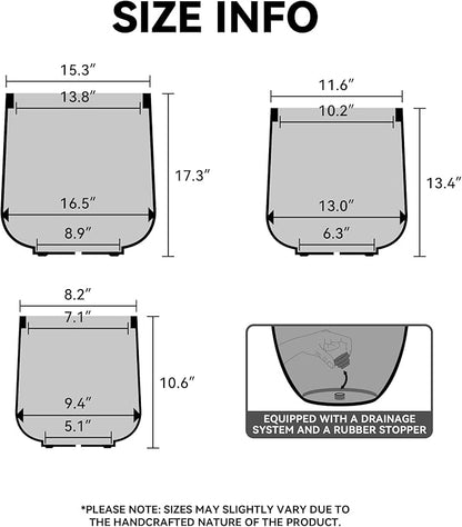 Kante 15.3" Dia Round Concrete Planter, Outdoor Indoor Large Plant Pots Containers with Drainage Hole and Rubber Plug for Home Garden Patio, Light Gray