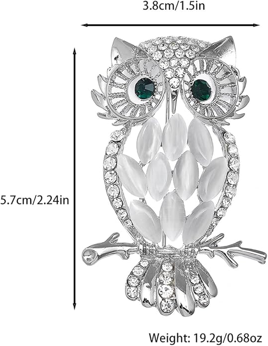 Rhinestone Owl Brooch Pin for Women Cute Big Cartoon Cat Eye Stone Owl Bird Brooch Unique Double Owl Brooch Pin Clothes Bag Hat Dress Jewelry