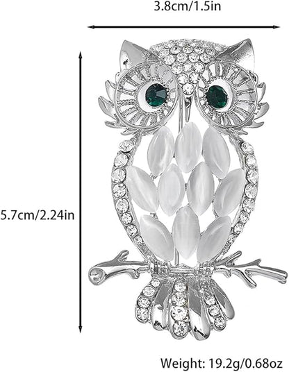 Rhinestone Owl Brooch Pin for Women Cute Big Cartoon Cat Eye Stone Owl Bird Brooch Unique Double Owl Brooch Pin Clothes Bag Hat Dress Jewelry