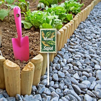 Uptell Vintage Aluminum Mamey Sapot Fruit Signs Yard Sign with Stake for Garden Fruit Garden Label Stakes Plant Markers for Outdoor Plants Waterproof 8x12 inch