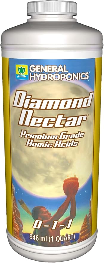 General Hydroponics GH1352 Diamond Nectar 0-1-1 Premium Grade Humic Acid for Soil, Soilless Mixes, Coco & Hydroponics, 1 Quart, Orange