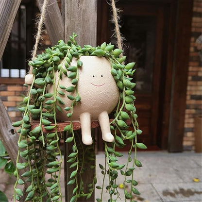 Swing Face Planter Pot - Hanging Smiley Planter for Indoor and Outdoor Plants, Succulents, String of Pearls - Cute Creative Swing Gifts for Holidays and Parties