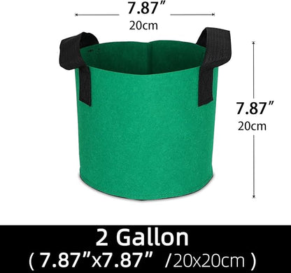 Grow Bags,Growing Pot Bags Garden Grow Bag Indoor Outdoor Fabric Aeration Plant Pot Container Flower Vegetable Pouch (Dark Green,2 Gallon)