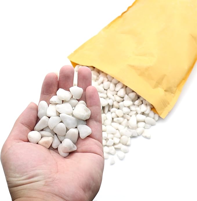 White Rocks - 3/8 Inch. Decorative Polished Pebbles for Garden, Succulents, Vase Fillers (XSM 0.375 Inch - 5 lbs) perfection