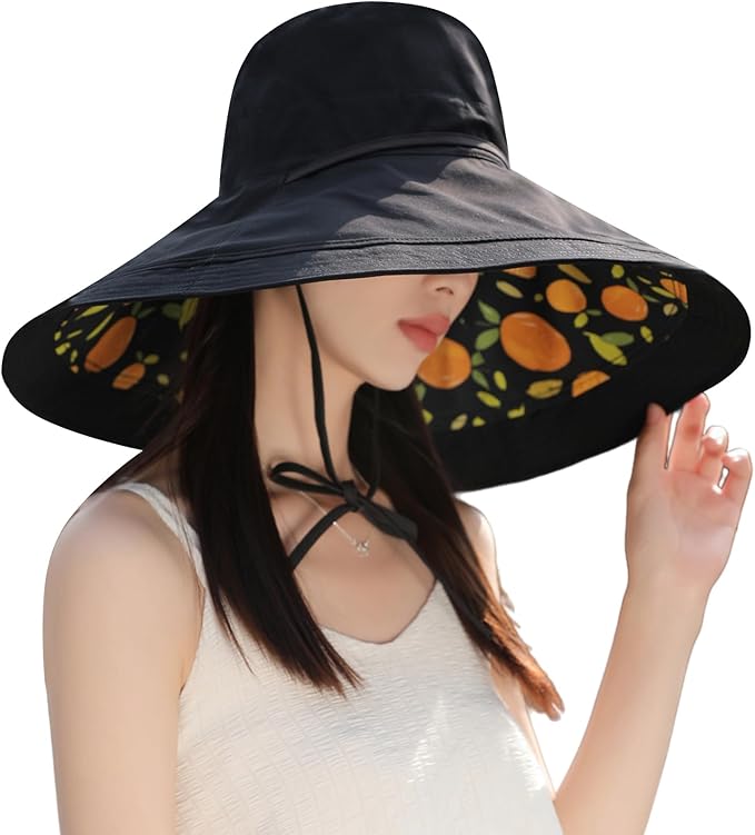 Wide Brim Women Sun Hat Summer Beach Bucket Fishing Hats Metal Wired Edge Packable UV Protection for Hiking Garden Travel