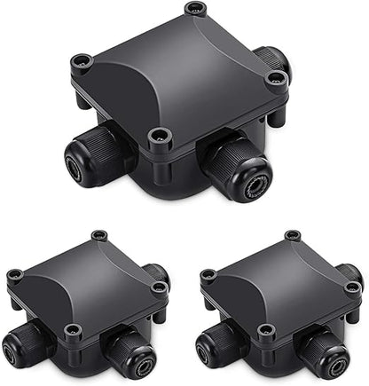Waterproof Junction Box, IP68, 3-Way Outdoor Cable Connectors,Outdoor/External Electrical Light Junction Box Ø 6mm-10.2mm (3 Pack)
