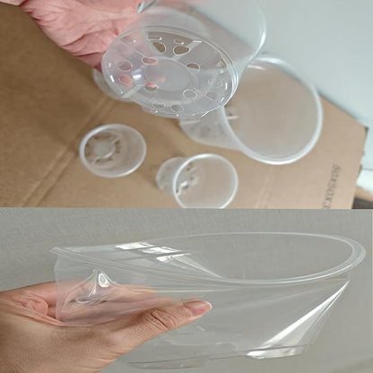 25 Packs 3/4/5/6/7 Inch Clear Nursery Pots, Nursery Pots with Drainage and Saucers, Clear Plastic Plant Pots, Flower Pots for Plants for Flowers, Succulents (with 25 Plant Labels)