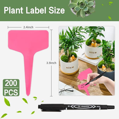 200pcs Plant Labels,Plant Name Tags,Pink Plant Markers,Gardening Supplies,Garden Labels Outdoor Waterproof,Garden Markers,Plastic Plant Labels for Seedlings,Greenhouse Accessories,Plant Nursery
