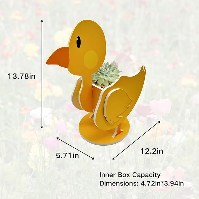 Cute Animal Planter Pot, Animal Flower Pot for Indoor/Outdoor,Small Cute PVC Animal Face Shape Plant Container Best for Home Office Garden Decor (Yellow Duck)