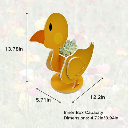 Cute Animal Planter Pot, Animal Flower Pot for Indoor/Outdoor,Small Cute PVC Animal Face Shape Plant Container Best for Home Office Garden Decor (Yellow Duck)