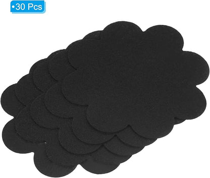PATIKIL 5 Inch Plant Pot Hole Pad, 30 Pack Non-Woven Fabric Flower Shape Bonsai Bottom Soil Mat, Black