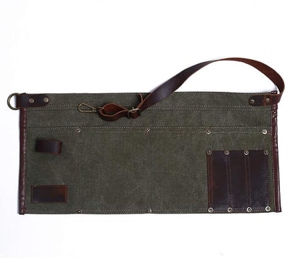 Luchuan Heavy Duty Canvas Tool Apron With the Adjustable Genuine Leather Belt (Army Green)