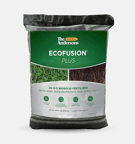 The Andersons Professional Ecofusion™ Plus 20-0-5 Biosolid Fertilizer with Humic Acid, Iron and Micronutrients 18 lb. Bag - Covers up to 5,000 sqft.