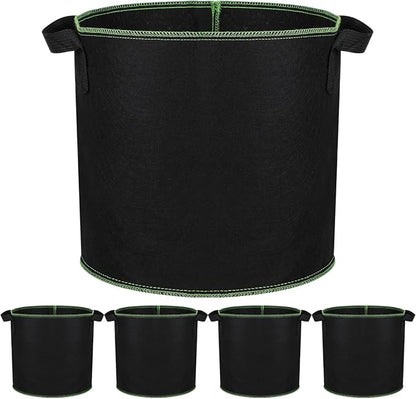 Grow Bags Fabric Plant Bag: 5 Pcs 4 Gallon Planter Bags with Handles - Heavy Duty Grow Pots Nonwoven Garden Bag for Plants Flower Vegetable Gardening