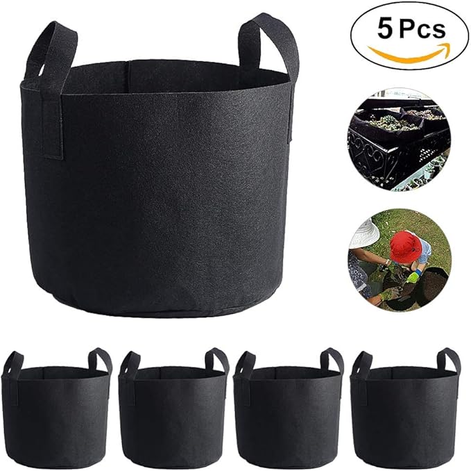Black Felt Plants Growing Bag, Plant Grow Bags Garden Bag to Grow Vegetables, Vegetable Potato Planter Containers Flower Aeration Planting Pot Container for Planting Potatoes (7 Gallon (30 x 35cm))