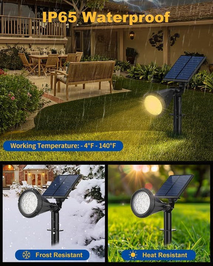 Outdoor Solar Spot Lights, 6 Pack IP65 Waterproof Spotlights with 4 Modes, Auto On/Off Solar Landscape Lights for Flood, Wall, Pathway (Warm White)