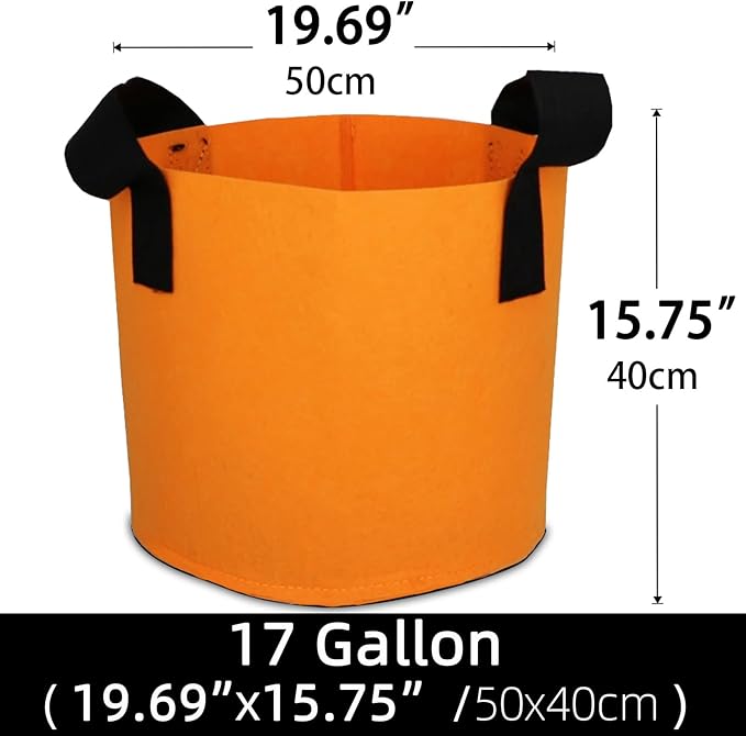 Grow Bags,Growing Pot Bags Garden Grow Bag Indoor Outdoor Fabric Aeration Plant Pot Container Flower Vegetable Pouch (Light Orange,17Gallon)