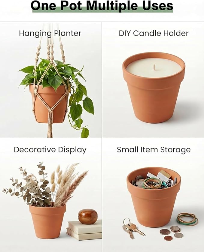Riseuvo 32pcs 2" Small Mini Terracotta & Clay Pot Planter - Cactus Flower Nursery Terra Cotta Pots with Drainage, Perfect for Indoor/Outdoor Plants, Crafts