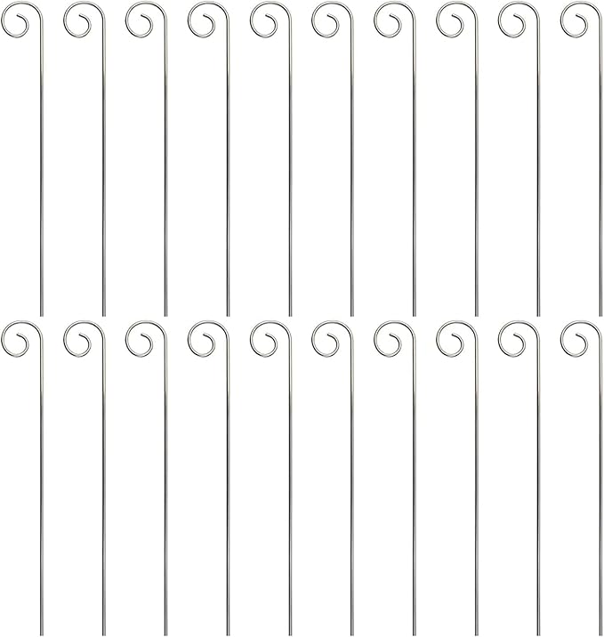 20Pcs Silver Stainless Steel Plant Label Hooks, Hanger Gardens Stake, Garden Markers Stake Plant Label Holder,Rustproof Deformed Garden Plant Sign Hooks Hanging Rods, Outdoor Hanging Brackets(20cm)