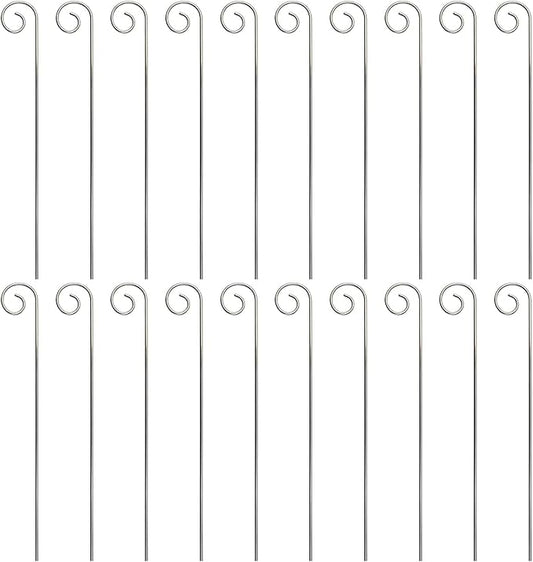 20Pcs Silver Stainless Steel Plant Label Hooks, Hanger Gardens Stake, Garden Markers Stake Plant Label Holder,Rustproof Deformed Garden Plant Sign Hooks Hanging Rods, Outdoor Hanging Brackets(20cm)