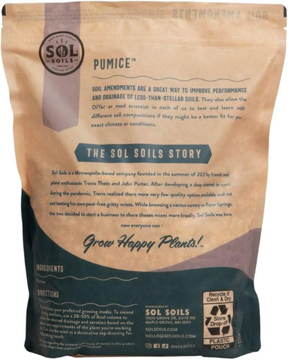Sol Soils Horticultural Pumice - Lightweight, All-Natural Volcanic Rock Soil Amendment to Improve Drainage, Aeration & Maintain Moisture Balance – Filtered 3/8" to 1/4" - (1 Gallon)