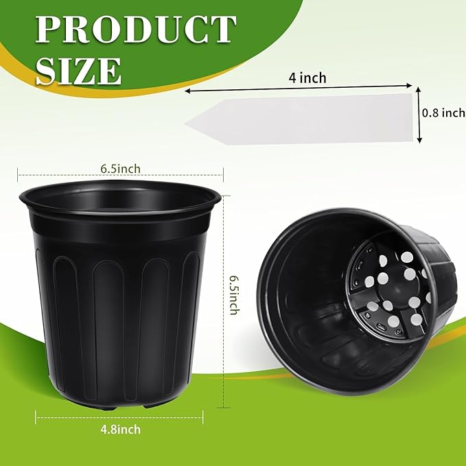 400 Pcs 1 Gallon Plastic Plants Nursery Pot with Plant Labels Seed Starting Pots Plastic Pots with Drainage Hole for Seedlings, Cuttings, Transplanting (400, 1 Gallon)