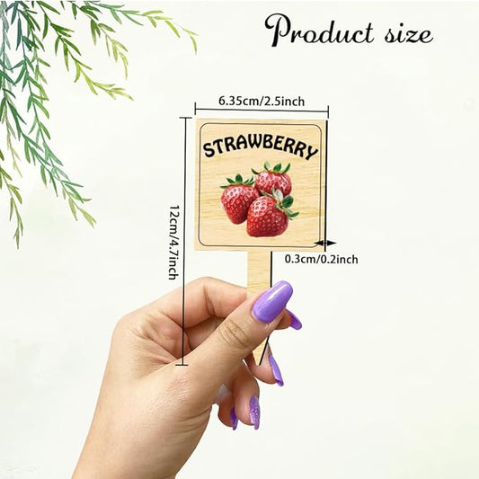 arricraft 15 Pcs Wooden Plant Labels, Fruit Themed Waterproof Garden Stake Labels T-Shaped Plant Marker with Fruit Names for Indoor Outdoor Potted Plants Nursery Marker Decoration