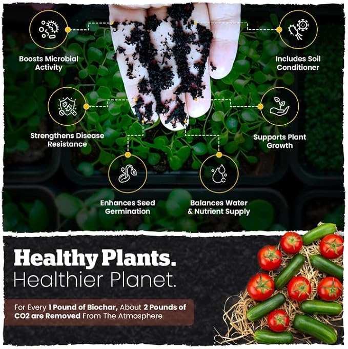 Wakefield Premium Biochar Blend – Organic Potting Soil for Vegetables, Tomatoes & Gardens – Potting Mix Enriched with Humic Acid & CarbonBoost – Versatile Top Soil for Indoor & Outdoor Plants-2quarts