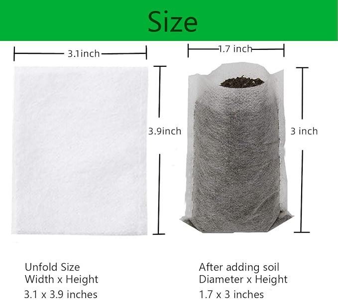 gardtree 400PCS Small Plant Nursery Bags 3.1x3.9 Inch, Biodegradable Non-Woven Seedling Bags, Breathable & Sturdy Grow Bags for Succulents Vegetables, Easy Transplant, Space-Saving for Home Garden