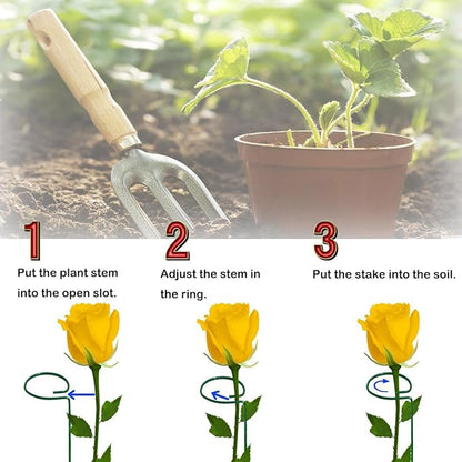 10 Pieces 16 inch Green Single Stem Plant Stakes Garden Plant Support Rings Flower Support Hoops Prop for Amaryllis Orchid Lily Rose Peony