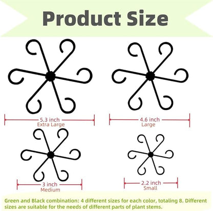 8 PCS Plant Stem Support, Plant Stakes for Indoor Plants Plant Clips for Climbing Plants, Plastic Monstera Plant Support Accessories for Potted Indoor Plant in Various Growth Stage(4 Sizes, 2 Colors)