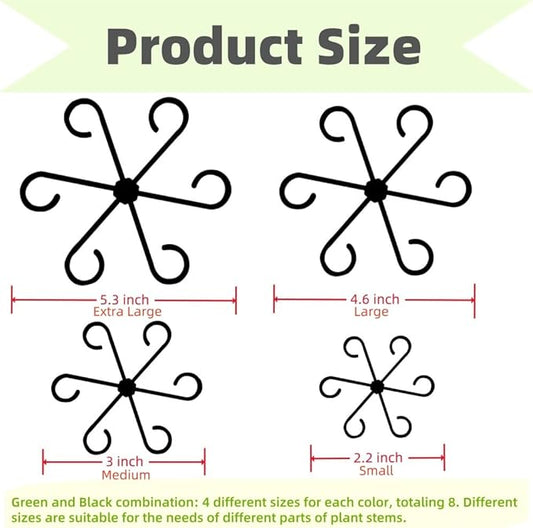 8 PCS Plant Stem Support, Plant Stakes for Indoor Plants Plant Clips for Climbing Plants, Plastic Monstera Plant Support Accessories for Potted Indoor Plant in Various Growth Stage(4 Sizes, 2 Colors)