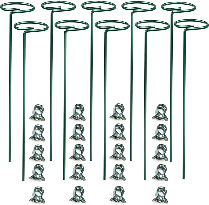 10 pcs 20 inch Metal Single Stem Flower Plant Support Stakes and Rings for Amaryllis Orchid Lily Sunflower Rose Narcissus