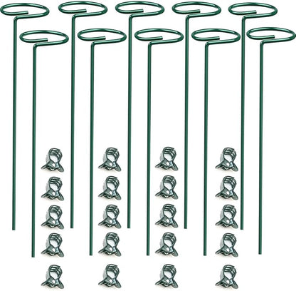 10 pcs 8 inch Metal Single Stem Flower Plant Support Stakes and Rings for Amaryllis Orchid Lily Sunflower Rose Narcissus