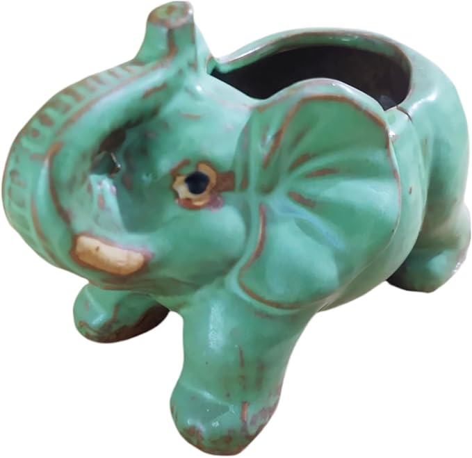 Cute Animal Elephant Shaped Ceramic Succulent Cactus Air Plant Flower Pots Planters-Plant Not Included (Pleasant Elephant)