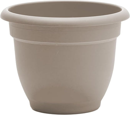 Bloem Ariana 10" Pebble Stone Round Self-Watering Resin Planter Pot - Rolled Rim Indoor and Outdoor Gardening Planter