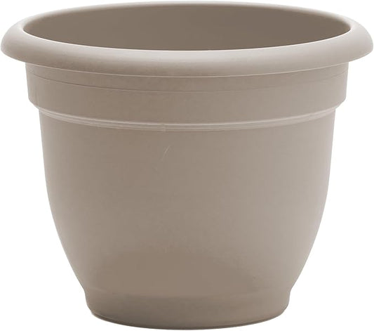 Bloem Ariana 10" Pebble Stone Round Self-Watering Resin Planter Pot - Rolled Rim Indoor and Outdoor Gardening Planter