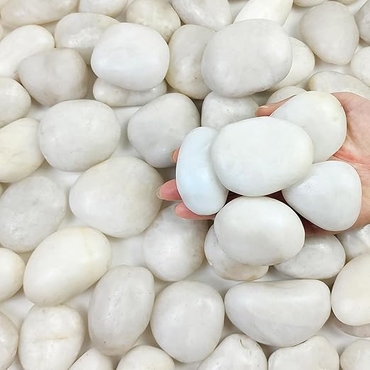 40 lbs White River Rocks for Landscaping, 2-3 Inch Polished Pebbles for Indoor Plants, Decorative White Stones for Planters, Vase, Aquarium, Fish Tank and Garden