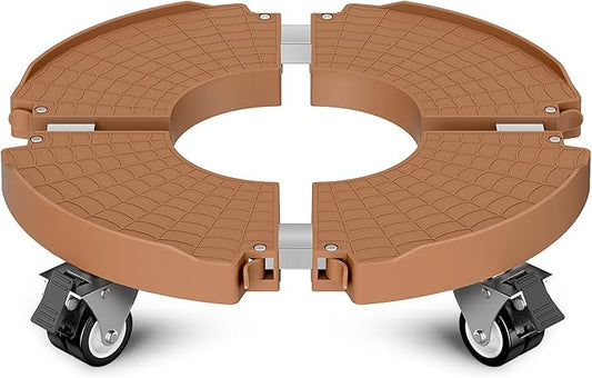 Goovilla Plant Stand with Wheels Heavy Duty, 1Pack Adjustable 15-22 Plant Caddy with Lockable Caster Wheels 440LBS, Rolling Plant Stand/Dolly/Roller for Indoor Outdoor Large Planter, Flower Pot,Khaki