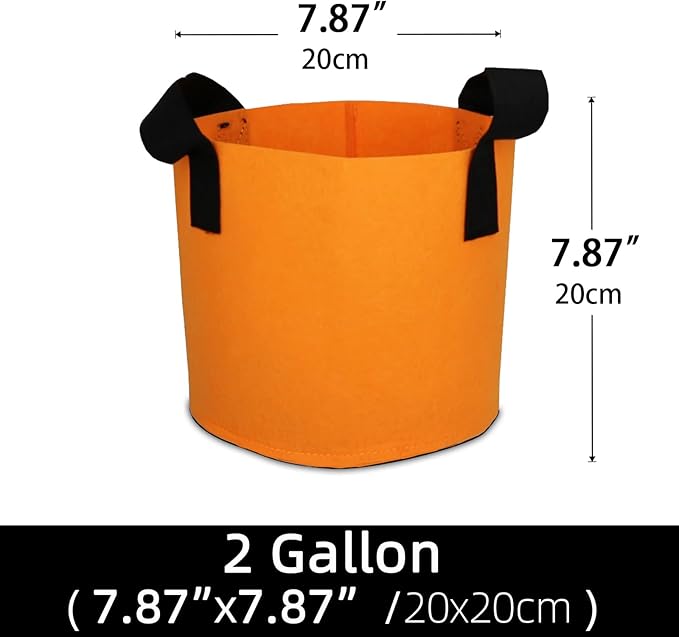 Grow Bags,Growing Pot Bags Garden Grow Bag Indoor Outdoor Fabric Aeration Plant Pot Container Flower Vegetable Pouch (Light Orange,2 Gallon)