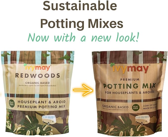 IvyMay Redwoods Potting Soil ― Organic Potting Mix for Indoor House Plants & Aroids, Ready to Use Potting Soil Indoor Plants with Perlite, Earthworm Castings, Essential Oils ― 4 qt
