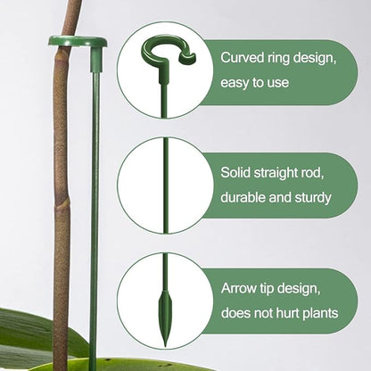 30 Pcs Plant Support Stakes with 30 Pcs Plant Clips Garden Floral Flower Support Single Stem Support Stake for Phalaenopsis Orchid Flower Roses Amaryllis