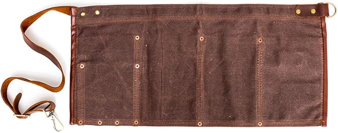 Luchuan Waterproof Waxed Canvas Tool Apron With the Adjustable Genuine Leather Belt (brown)
